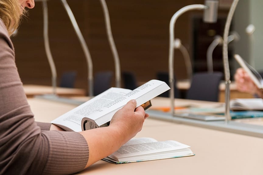 student reading